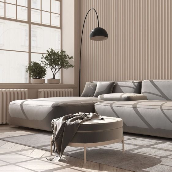 sofá y mesa modernas grises
